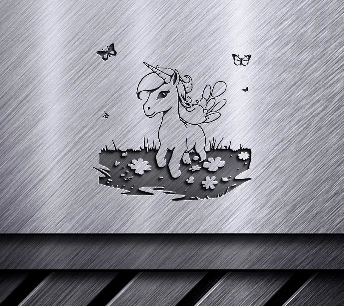  Unicorn with Butterflies SVG - Meadow Flower Vector Illustration SVG