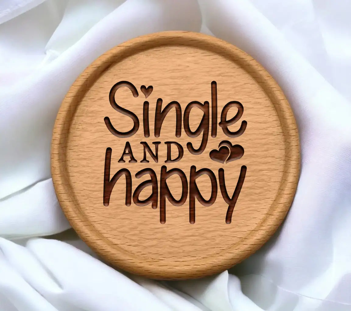  Single & Happy Heart Design SVG - Valentines Day SVG