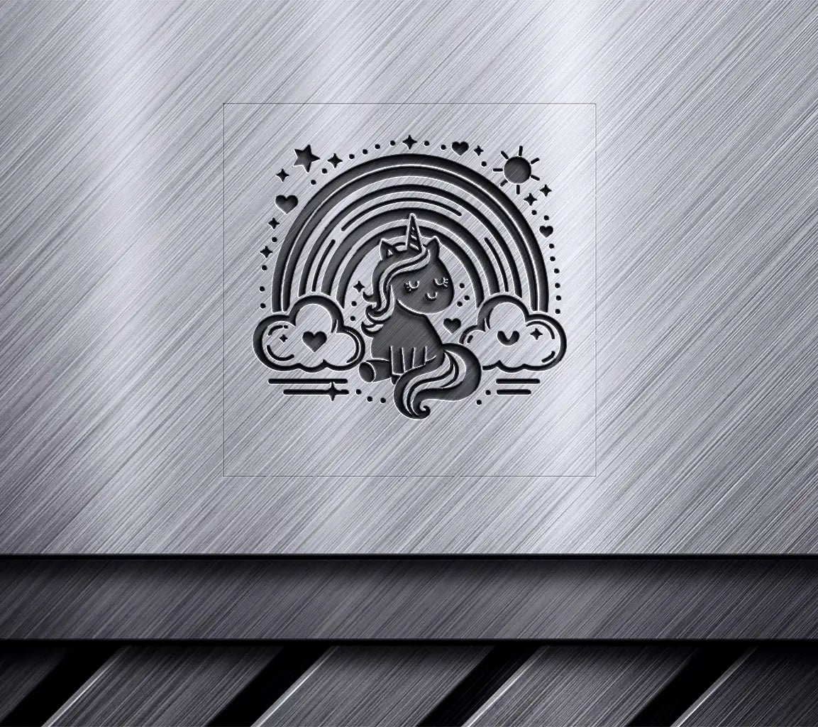  Rainbow Unicorn SVG - Hand Drawn Cartoon Portrait SVG