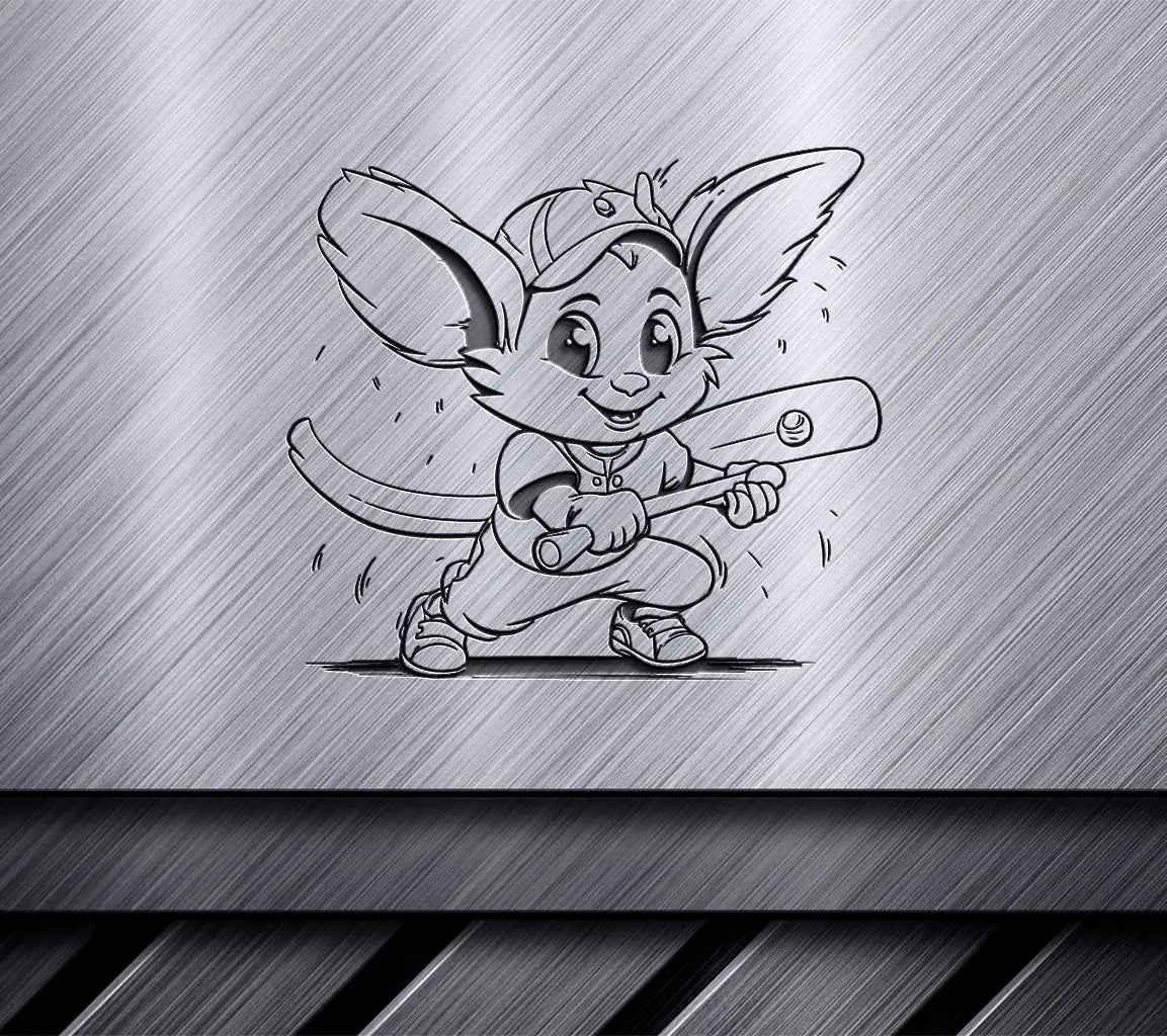 Cartoon Bunny Baseball SVG - Coloring Page for Kids SVG