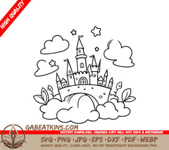  Castle Coloring Page SVG - Cute Fairytale Doodle for Kids SVG