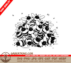  Bee Swarm SVG - Cartoon Vector Illustration SVG