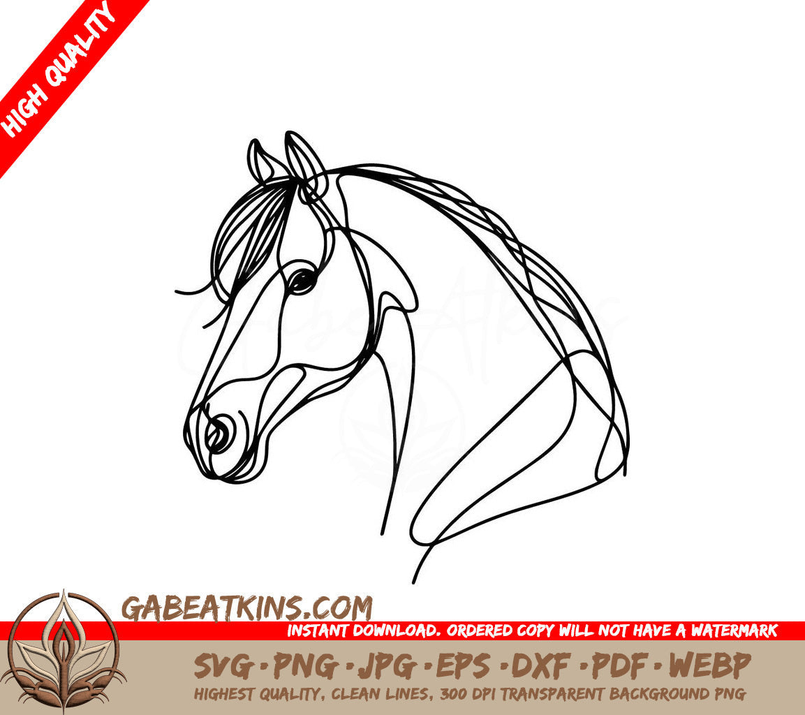  A Horses Head SVG - Vector continuous line drawing of horse head SVG