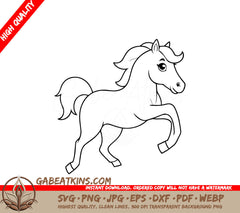  A Horse On Its Hind Legs SVG - Vector illustration of a cute Horse for kids colouring page SVG