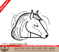  A Horses Head With Its Eyes Closed SVG - Vector illustration of a white horse head with a red mane SVG