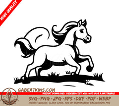  A Horse Standing On Its Hind Legs SVG - Vector illustration of a white horse running on a green meadow SVG