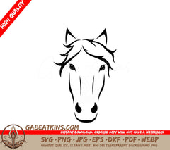  A Horses Head SVG - Vector image of an horse face on white background SVG