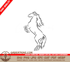  A Horse On Its Hind Legs SVG - Vector silhouette of a running horse_ beautiful horse vector sketch illustration SVG