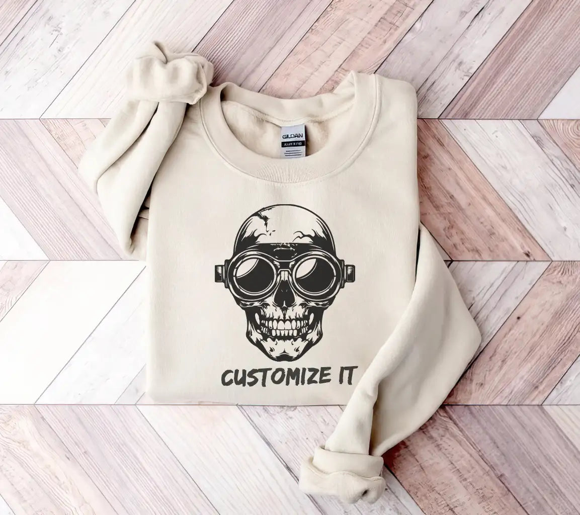 Vintage Skull with Goggles SVG -  Drawing SVG
