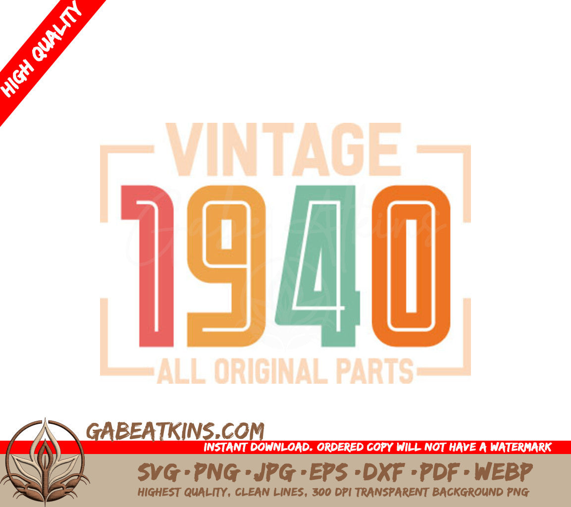 Vintage 1940 All Original Parts SVG Design SVG