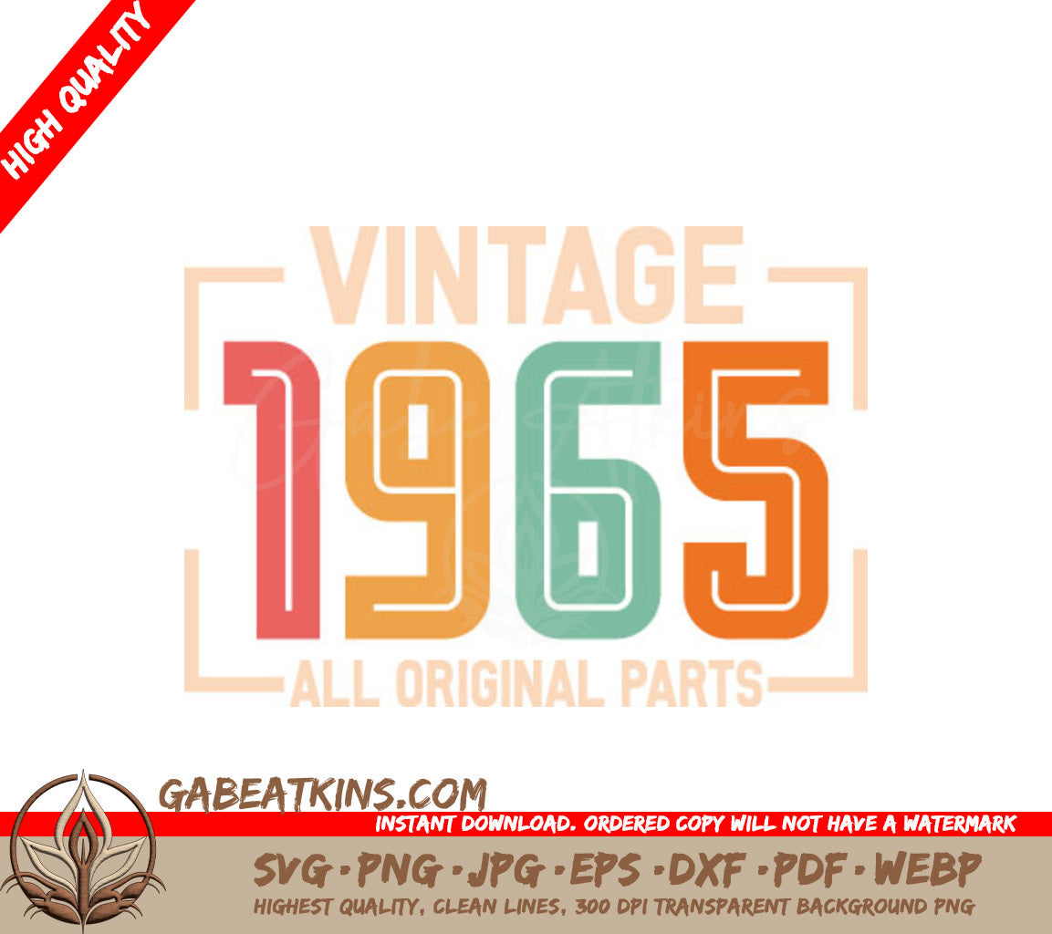 Vintage 1965 All Original Parts Design SVG SVG