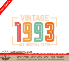 Vintage 1993 All Original Parts Design SVG SVG
