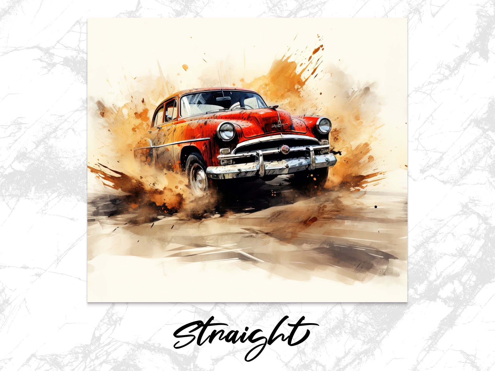 Vintage Sedan Explosion Watercolor Tumbler Wrap | 20oz Tumbler Wrap Sublimation Design PNG - Gabe Atkins Designs