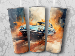 Watercolor Muscle Car Action Tumbler Wrap | 20oz Tumbler Wrap Sublimation Design PNG - Gabe Atkins Designs