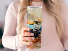 Watercolor Muscle Car Action Tumbler Wrap | 20oz Tumbler Wrap Sublimation Design PNG - Gabe Atkins Designs