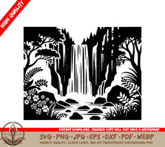 Waterfall Serenity: Digital Design in Multiple File Formats (SVG, PNG, JPG, AI, PDF, DXF, EPS, WebP) 
