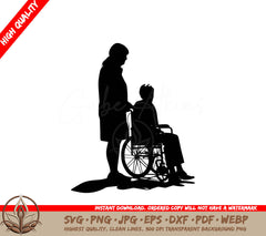Wheelchair Companion Digital Design File for Crafters (SVG, PNG, JPG, AI, PDF, DXF, EPS, WebP) 
