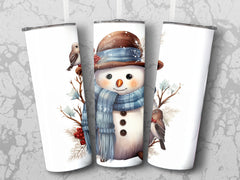 20 oz Skinny Tumbler Wrap | Whimsical Snowman | Seamless Design | Straight And Tapered Tumbler Wrap, Instant Digital Download PNG - Gabe Atkins Designs