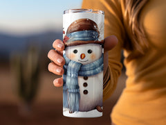 20 oz Skinny Tumbler Wrap | Whimsical Snowman | Seamless Design | Straight And Tapered Tumbler Wrap, Instant Digital Download PNG - Gabe Atkins Designs