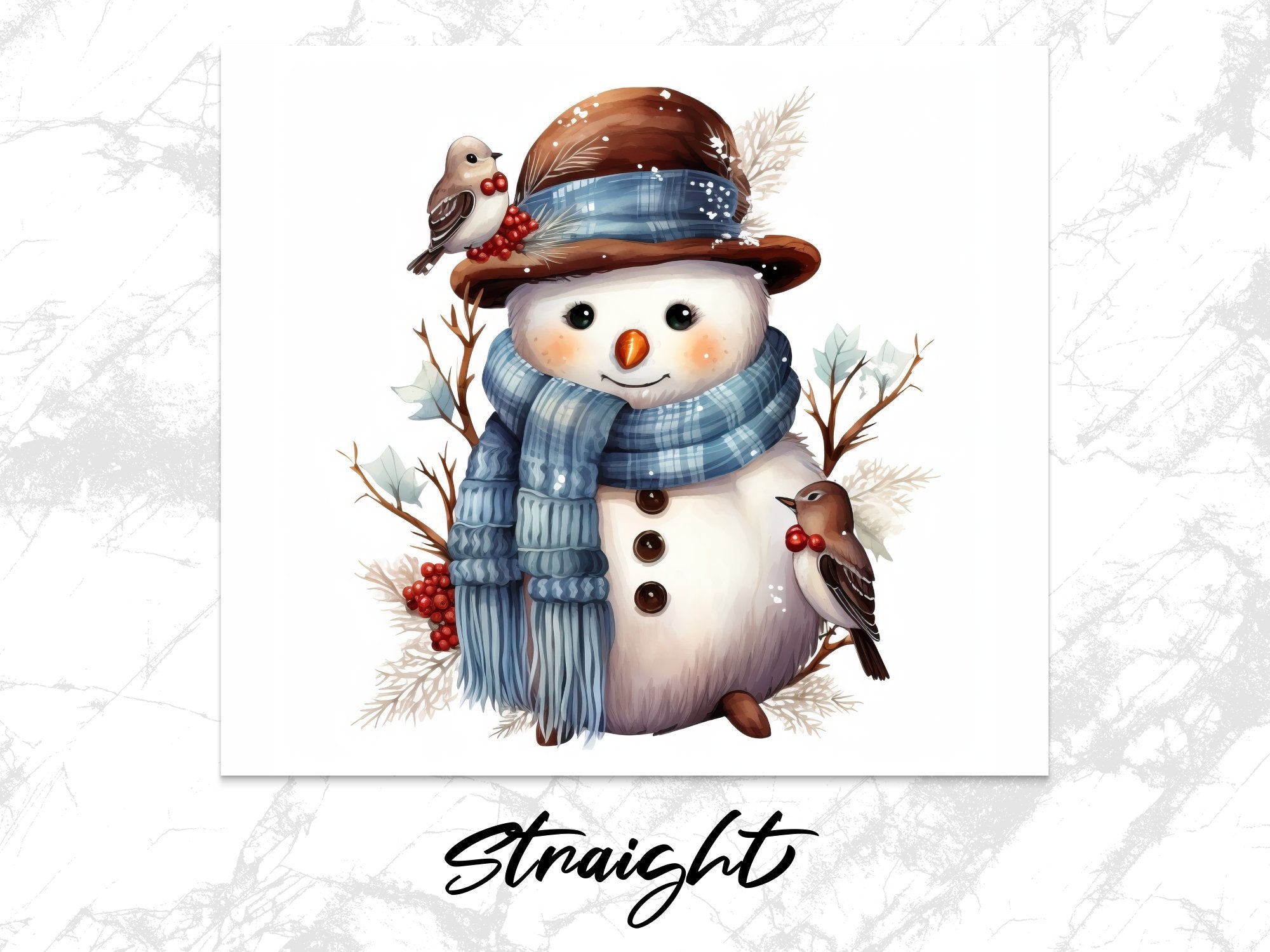 20 oz Skinny Tumbler Wrap | Whimsical Snowman | Seamless Design | Straight And Tapered Tumbler Wrap, Instant Digital Download PNG - Gabe Atkins Designs