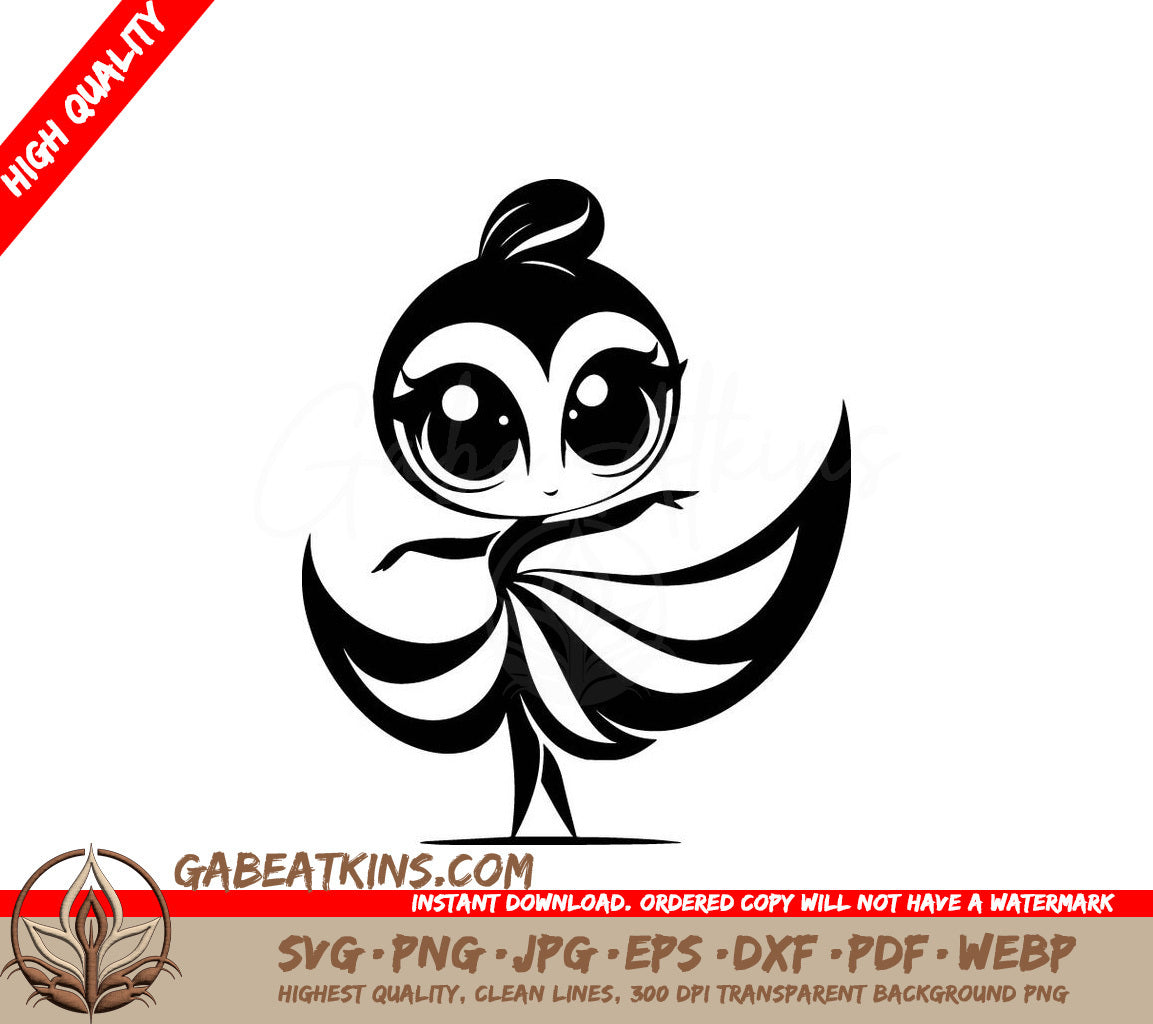 Whimsical  Bird with Big Eyes SVG Vector Illustration SVG