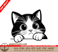  A Cat Looking Over A Wall SVG - Whisker Watchful Eyes SVG