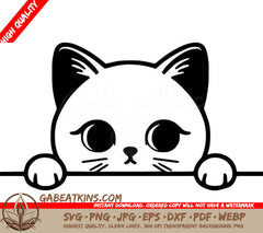  A Cat Peeking Over A Wall . SVG - Whiskers Over Edge SVG