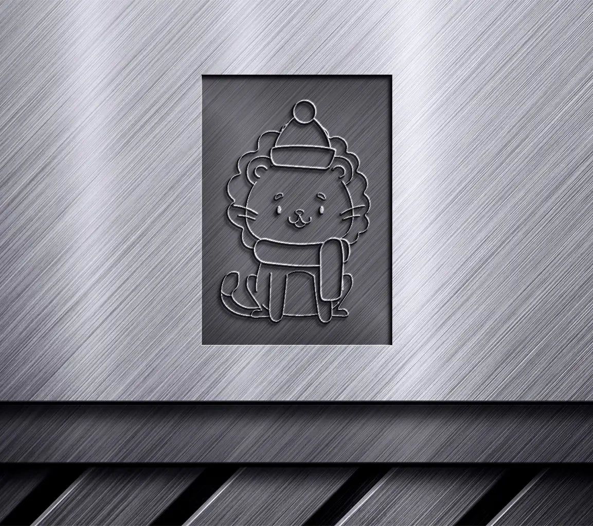  Lion with Hat and Scarf SVG - Chalk Drawing SVG