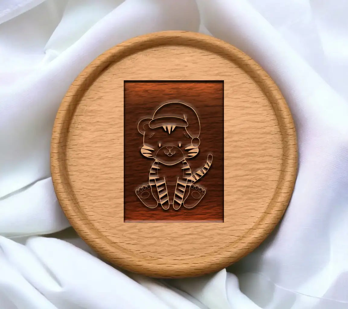  Tiger Santa SVG - Chalk Drawing with Scarf & Cap SVG