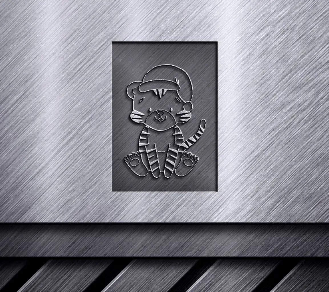  Tiger Santa SVG - Chalk Drawing with Scarf & Cap SVG