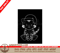  Tiger Santa SVG - Chalk Drawing with Scarf & Cap SVG
