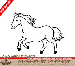  A Horse Running SVG - White horse running on the green grass Vector illustration of a white horse SVG