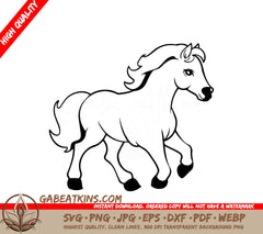  A Horse Running SVG - White horse with orange mane isolated on white background Vector illustration SVG