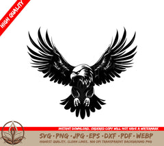 Winged Majesty Tattoo Style Eagle Icon Eagle Elegance Skull Wing Span Vector Logo Design SVG 