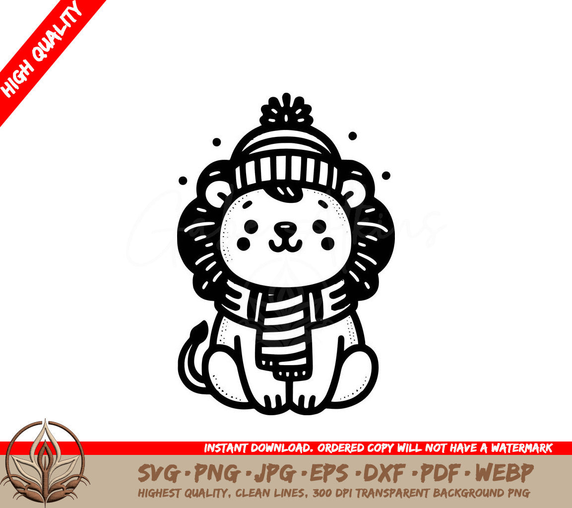 Winter Lion Gathering Digital Design Files (SVG, PNG, JPG, AI, PDF, DXF, EPS, WebP) 

