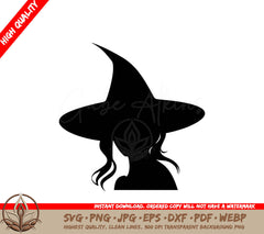 Witch Wearing Hat - Digital Design in Multiple File Formats (SVG, PNG, JPG, AI, PDF, DXF, EPS, WebP) 
