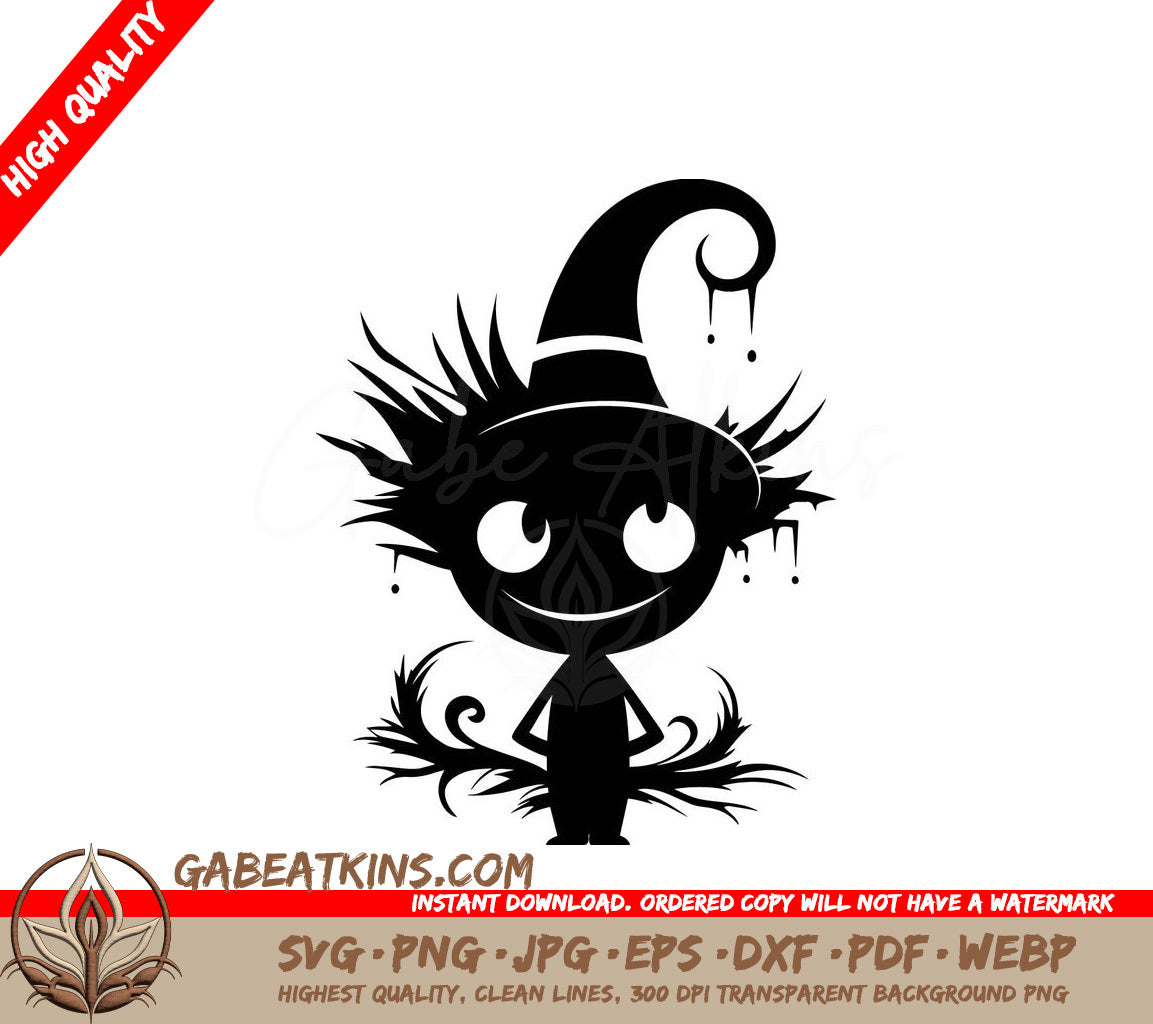 Cute Witchy Whiskers Halloween Character SVG -  Cartoon Design SVG