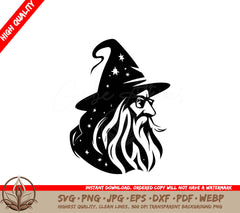 Wizard with Glasses Digital Design File for Cutting and Printing (SVG, PNG, JPG, AI, PDF, DXF, EPS, WebP) 
