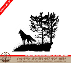 Wolf in the Great Plains Digital Design in 8 File Formats (SVG, PNG, JPG, AI, PDF, DXF, EPS, WebP) 
