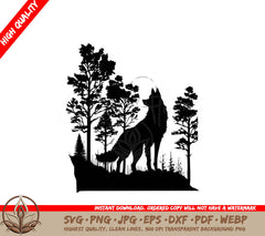 Wolf of the Forest Digital Design File (SVG, PNG, JPG, AI, PDF, DXF, EPS, WebP) 
