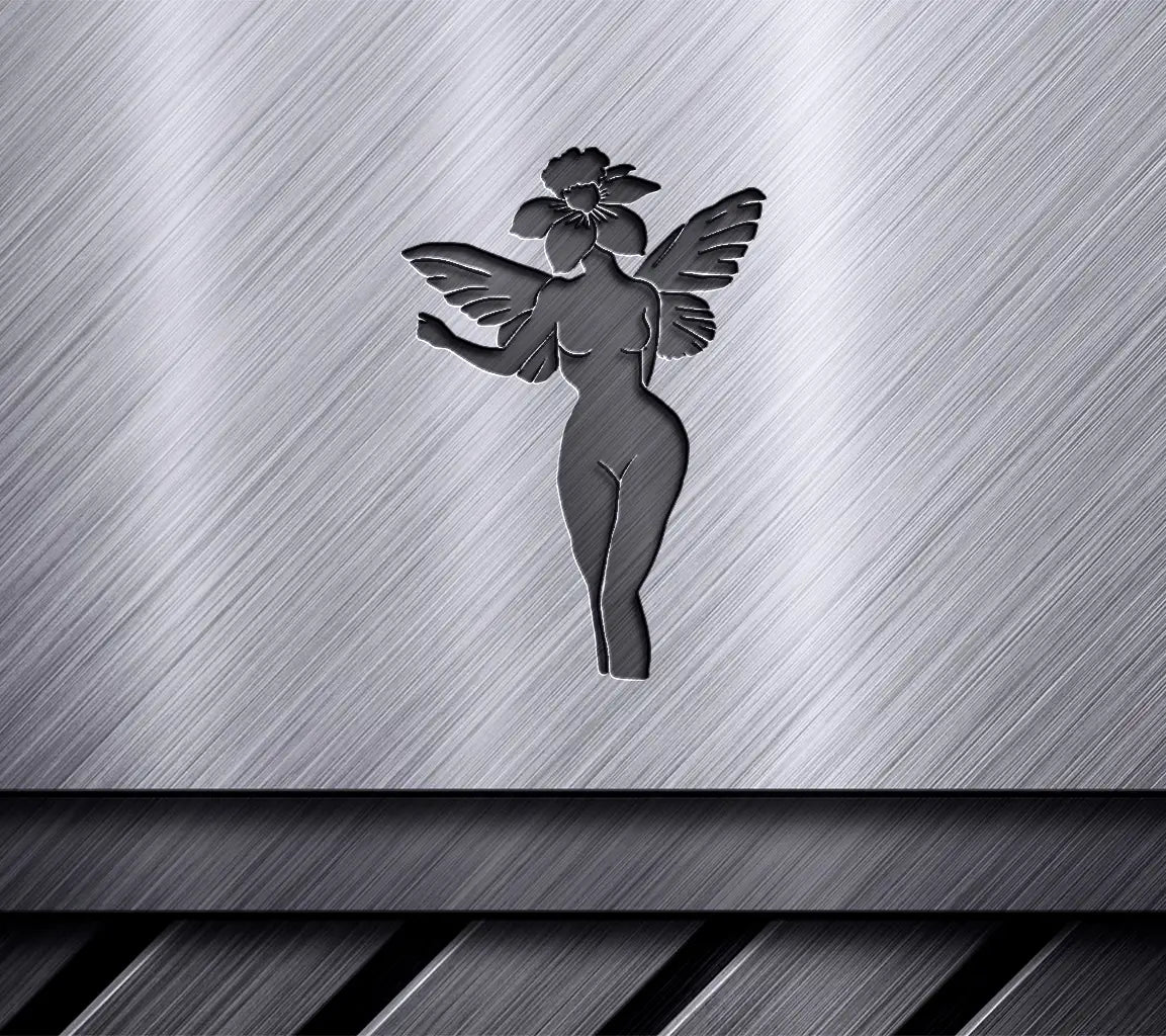  Woman with Wings & Flower SVG - Minimalist Linocut Illustration SVG