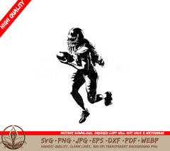 Woman Catching Football Digital Design in SVG, PNG, JPG, AI, PDF, DXF, EPS and WebP Formats 
