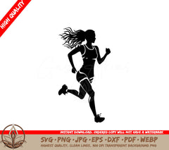 Woman Jogging Digital Design in Multiple File Formats (SVG, PNG, JPG, AI, PDF, DXF, EPS, WebP) 
