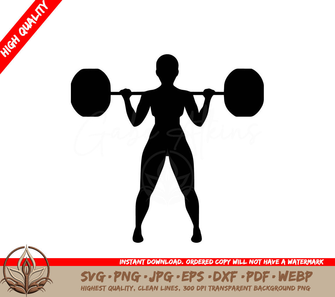 Woman Weightlifting Digital Design in Multiple File Formats (SVG, PNG, JPG, AI, PDF, DXF, EPS, WebP) 

