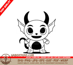 Y2K Devil Outline Icon -  Comic Demon SVG SVG
