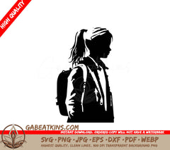  A Girl With A Backpack SVG - Young Girl Going to School SVG