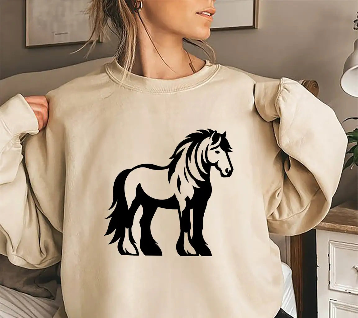 A Black And White Drawing Of A Horse On A White Background