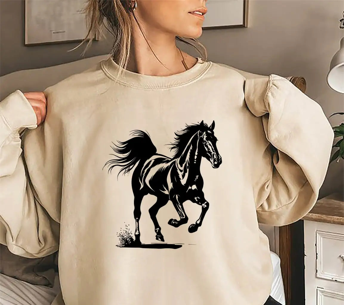 A Black And White Drawing Of A Horse With A Black And White Background