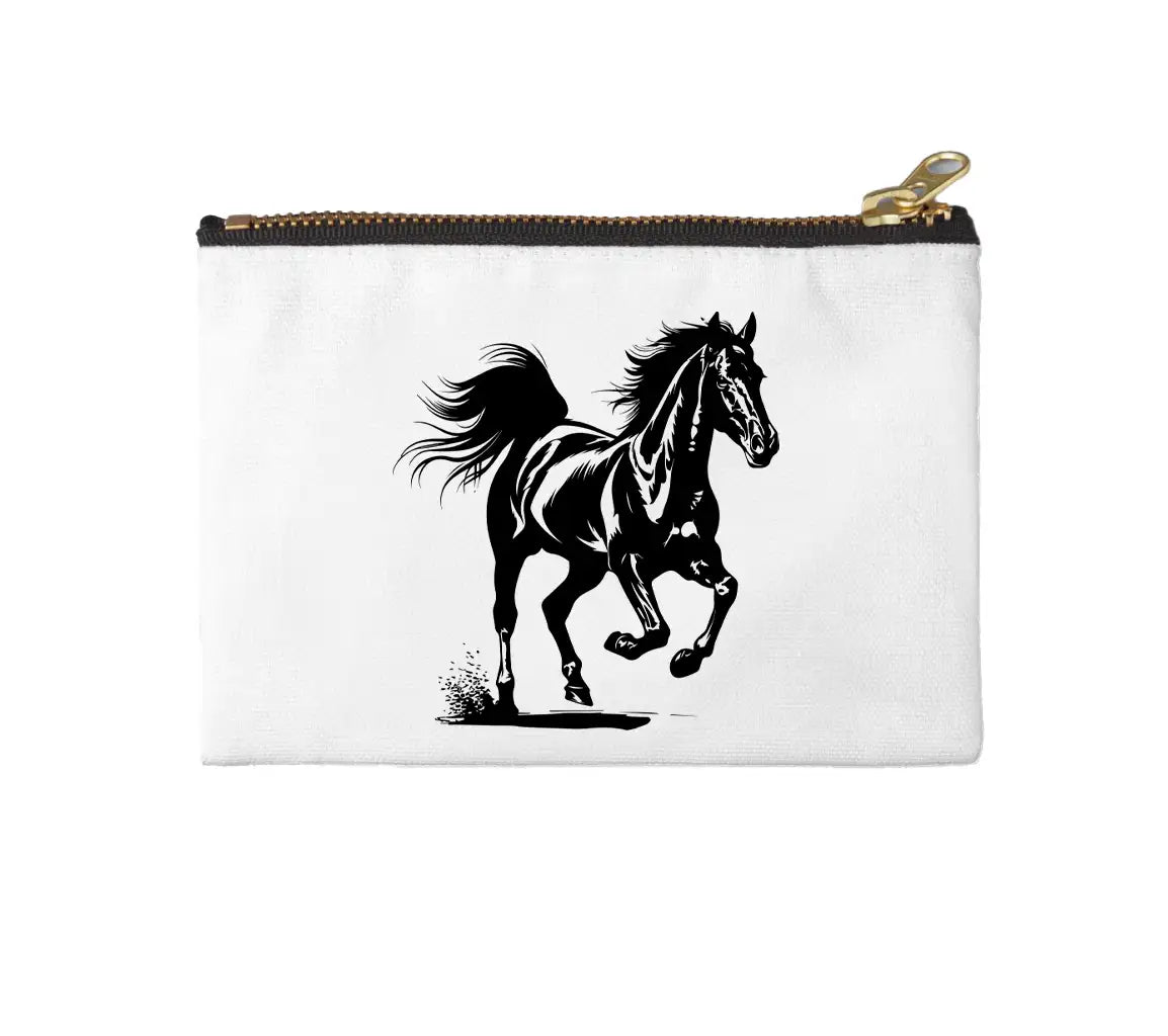 A Black And White Drawing Of A Horse With A Black And White Background