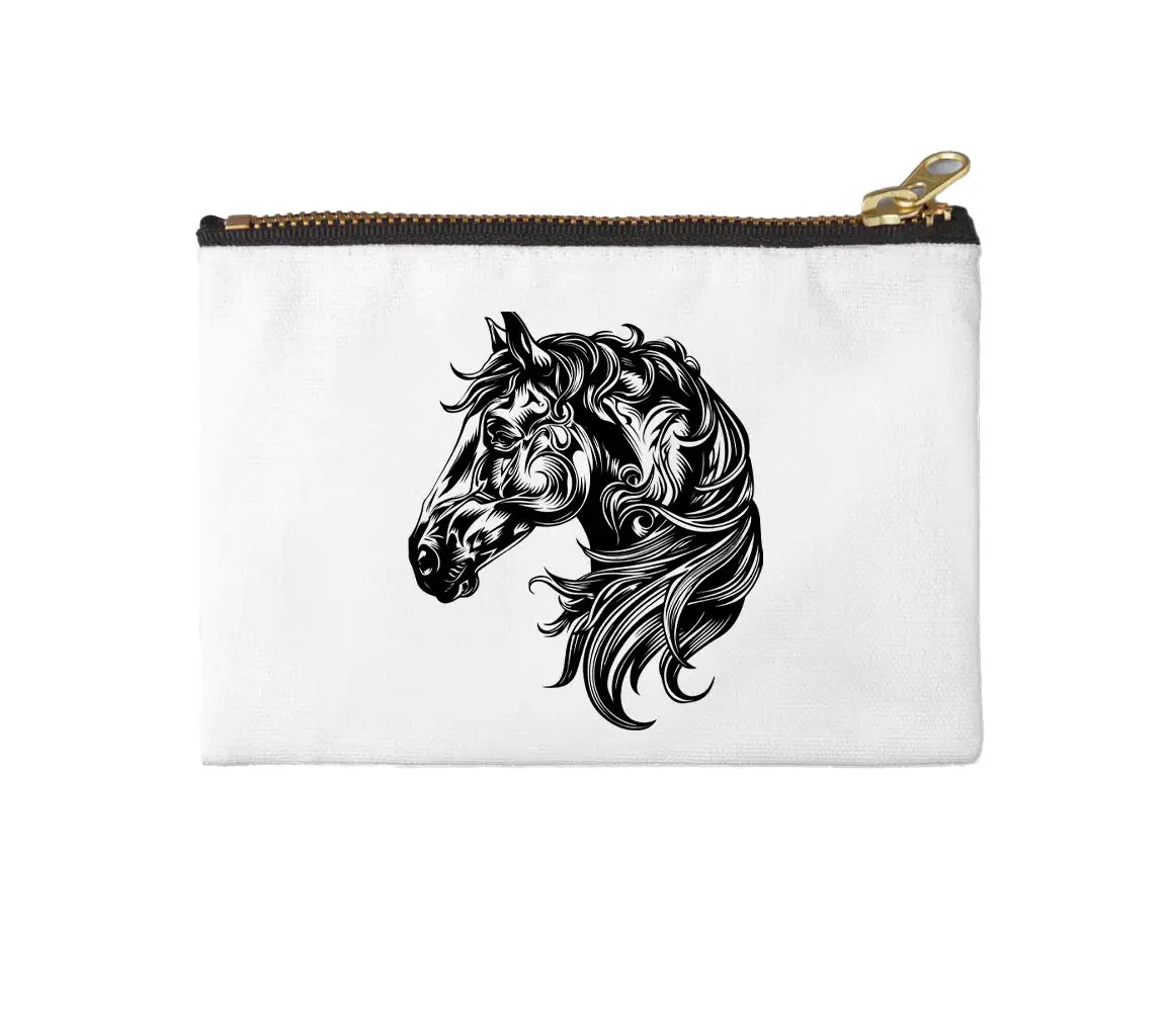 A Black And White Drawing Of A Horse With A Black And White Pattern
